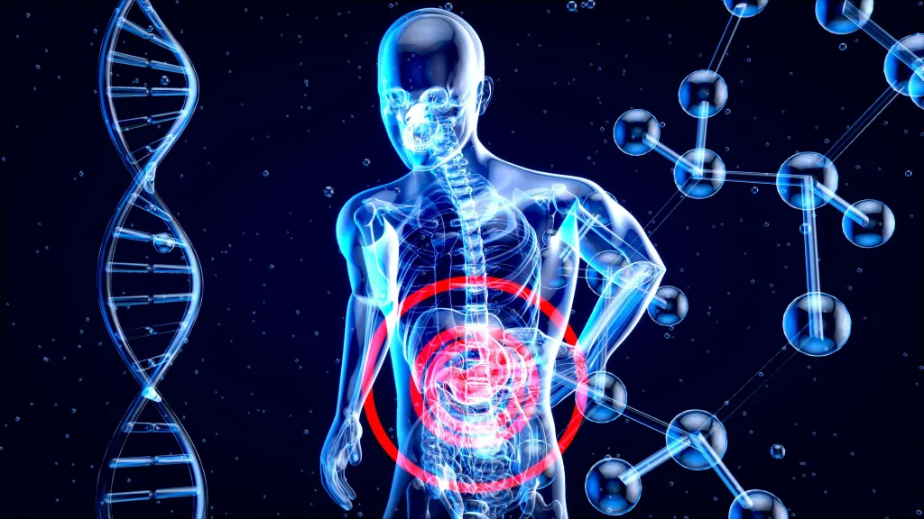 Digital illustration of metabolism, DNA and cellular energy for metabolic health